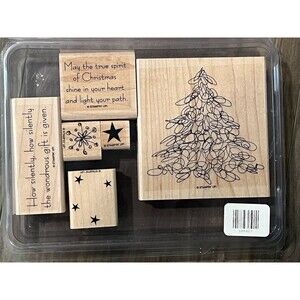 Stampin Up Wondorous Gift Full Set Of 6 Wood Mounted Rubber Stamps New